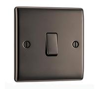 British General Single Light Switch NBN12 Nexus Metal 20A 16AX 2-Way Raised Slim Black Nickel