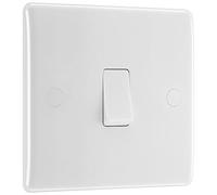 BG Electrical Single Wall Light Switch, 2 Way, Round Edge, Nexus 800 Series, White Moulded, 20A, 16AX, 812