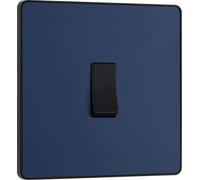 BG Electrical Single Wall Light Switch, 2 Way, Screwless Front Plate, Round Edges, Evolve, Matt Blue, 20A, 16AX, PCDDB12B