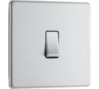 BG Screwless Flatplate Brushed Steel Single Switch, 10Ax 2 Way - FBS12