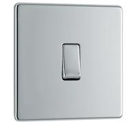 BG FPC12 Flatplate Screwless 20A 16AX 2 Way Single Light Switch - Polished Chrome