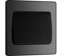 BG Evolve Black Chrome Single Light Switch 20A 16AX 2 Way Wide Rocker - PCDBC12WB