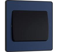 BG Electrical Single Wall Light Switch, Wide Rocker, 2 Way, Screwless Front Plate, Round Edges, Evolve, Matt Blue, 20A, 16AX, PCDDB12WB