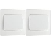 BG Electrical Single Wall Light Switch, Wide Rocker, 2 Way, Screwless Front Plate, Round Edges, Evolve, Pearlescent White, 20A, 16AX, PCDCL12WW (Pack of 2)