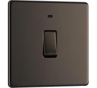 Screwless Flatplate Black Nickel Single Switch 20A With Power Indicator FBN31-01
