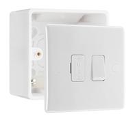 BG Electrical Switched Fused Connection Unit, Fused Spur Switch 13A, with 50mm Surface Pattress Box, White Moulded, 850 & 877