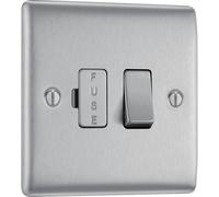 British General Switched Fused Spur NBS50 - Double Pole, Nexus Brushed Steel, 13A