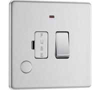 British General FBS53 Switched Fused Connection Unit - LED, Flex Outlet, Screwless Brushed Steel 13A