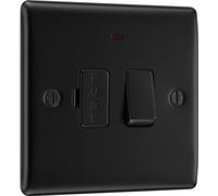 BG Electrical Switched Fused Connection Unit with LED Power Indicator, Fused Spur Switch, Double Pole, Raised and Slim Profile, Round Edges, Nexus Metal, Matt Black, 13A, NFB52