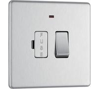 Screwless Flatplate Brushed Steel Switched 13A Fused Connection Unit With Power Indicator FBS52-01