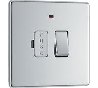 BG Screwless Flatplate Polished Chrome Switched 13A Fused Connection Unit, With Power Indicator - FPC52