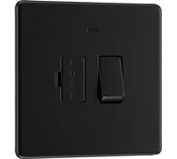 BG Electrical Switched Fused Connection Unit with LED Power Indicator, Fused Spur Switch, Double Pole, Screwless Front Plate, Slim Profile, Premium Flatplate, Matt Black, 13A, FFB52