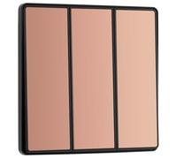 BG Electrical Triple Wall Light Switch, 2-Way, Edge-to-Edge Rockers, Screwless Appearance, Round Edges, Evolve, Polished Copper, 20A, 16AX, PCDCP43EB
