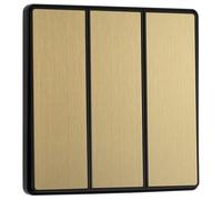 BG Electrical Triple Wall Light Switch, 2-Way, Edge-to-Edge Rockers, Screwless Appearance, Round Edges, Evolve, Satin Brass, 20A, 16AX, PCDSB43EB