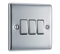 Nexus Metal Polished Chrome Triple Switch 10Ax 2 Way NPC43-01