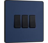 BG Evolve Matt Blue Triple Light Switch 20A 16AX 2 Way - PCDDB43B