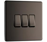 Screwless Flatplate Black Nickel Triple Switch 10Ax 2 Way FBN43-01