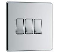 Screwless Flatplate Polished Chrome Triple Switch 10Ax 2 Way FPC43-01
