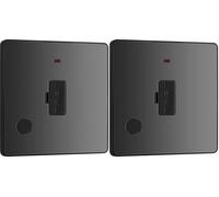 BG Electrical Unswitched Fused Connection Unit with LED Power Indicator and Flex Outlet, Fused Spur FCU, Double Pole, Screwless Front Plate, Round Edges, Evolve, Black Chrome, 13A, PCDBC54B