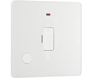 BG Electrical Unswitched Fused Connection Unit with LED Power Indicator and Flex Outlet, Fused Spur FCU, Double Pole, Screwless Front Plate, Round Edges, Evolve, Pearlescent White, 13A, PCDCL54W