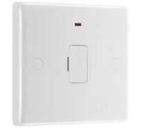 BG Electrical Unswitched Fused Connection Unit with LED Power Indicator and Flex Outlet, Fused Spur Unit, Double Pole, Round Edge, Nexus 800 Series, White Moulded, 13A, 857