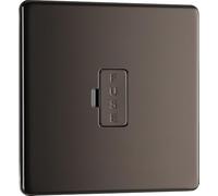 BG Screwless Flatplate Black Nickel Unswitched 13A Fused Connection Unit - FBN54