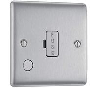 British General Fused Connection Unit Nexus Brushed Steel Unswitched 13A With Cable Outlet NBS55-01
