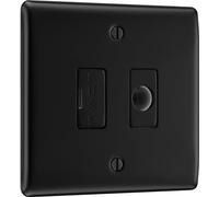 BG Electrical Unswitched Fused Spur Connection Unit with Flex Outlet, Double Pole, Raised and Slim Profile, Round Edges, Nexus Metal, Matt Black, 13A, NFB55