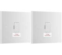 BG Electrical Unswitched Fused Spur Connection Unit with Flex Outlet, Double Pole, Square Edge, Nexus 900 Series, White Moulded, 3A, 953 (Pack of 2)