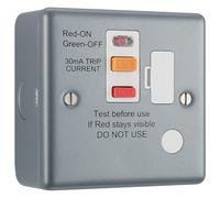 BG Electrical Unswitched Fused Spur Connection Unit with Type A RCD and Flex Outlet, Double Pole, Industrial Flat Profile, Scratch Resistant Steel, Metal Clad, Grey, 45A, MC554ARCD