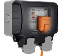 BG Electrical WP22RCD-01 Double Weatherproof Outdoor Switched Power Socket with Latching RCD, IP66 Rated, 13 Amp