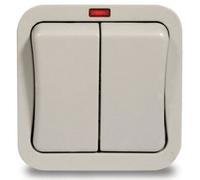 BG Electrical WP42 Nexus IP66 Storm Grey 2 Gang 2 Way 20Ax SP Switch With Neon