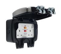 BG Electrical WPL22RCD IP66 Brushed Stainless Steel Outdoor Weatherproof Double RCD Socket