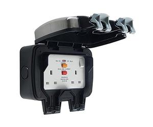 BG Electrical WPL22RCD IP66 Brushed Stainless Steel Outdoor Weatherproof Double RCD Socket