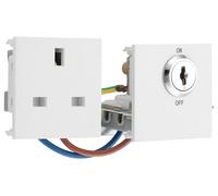 BG EMKYSWSW Euro Module 13A DP Key Controlled Switched Socket - White