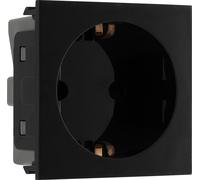 BG EMSCHSB Euro Module 16A Schuko Unswitched Socket - Black