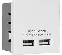 BG EMUSB3W Euro Module 3.1A USB Charger - White