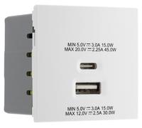 BG EMUSBAC45W Euro Module 2 Port A & C 45 USB Charging Module - White