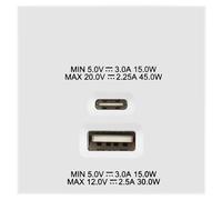 BG EMUSBAC45W Euro Module 2 Port A & C 45 USB Charging Module - White