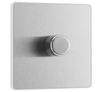 Evolve Brushed Steel (White) Trailing Edge Led 200W Single Dimmer Switch 2-Way Push On/Off PCDBS81W-01