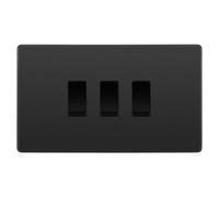 BG Evolve Black Chrome 3 Gang Custom Grid Light Switch Double Format
