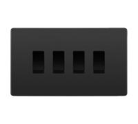 BG Evolve Black Chrome 4 Gang Custom Grid Light Switch Double Format