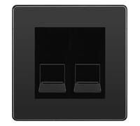 BG Evolve Black Chrome Double RJ11 Telephone Socket PCDBCRJ112 - Black Insert