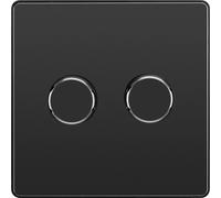 BG Electrical Intelligent Double Wall Dimmer Switch, 2 Way, Screwless Front Plate, Evolve, Black Chrome, 200W, PCDBC82B