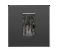 BG Evolve Black Chrome Single 1 Gang Brush Cable Entry Wall Plate Black Insert Square