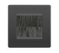 BG Evolve Black Chrome Single 2 Gang Brush Cable Entry Wall Plate Black Insert Square
