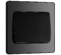 BG Evolve Black Chrome Single Light Switch 20A 16AX 2 Way Wide Rocker - PCDBC12WB