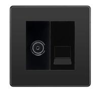 BG Evolve Black Chrome TV Aerial & Secondary Telephone Outlet Black Insert