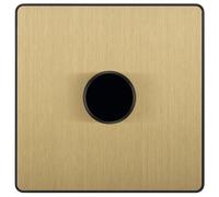 BG Electrical Intelligent Single Wall Dimmer Switch, 2 Way, Screwless Front Plate, Evolve, Satin Brass, 200W, PCDSB81B