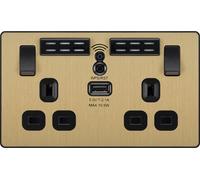 BG EVOLVE BRUSHED BRASS SCREWLESS Switches & Sockets BLACK Insert Full Range